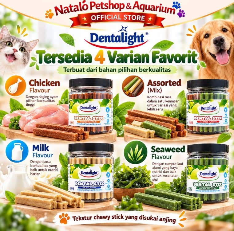 Dentalight Dental Stix 220gr Snack Anjing Dental Chew Stick Pembersih Gigi Pengurang Bau Mulut Treats Anjing - gambar 4
