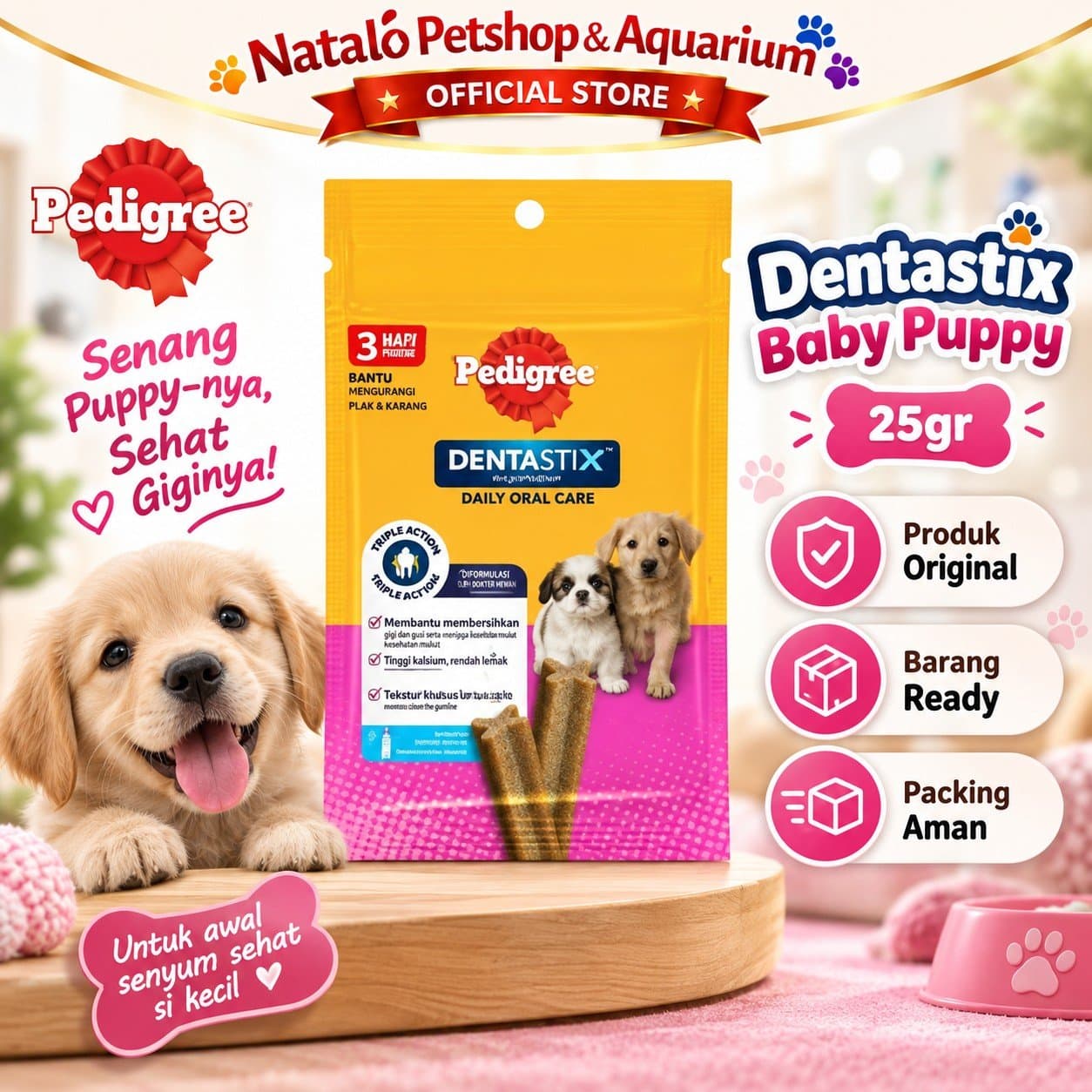 Pedigree Dentastix Baby Puppy Original 25gr Snack Anak Anjing Usia 4-12 Bulan Dental Stick Camilan Pembersih Gigi Bantu Kurangi Karang Gigi dan Menjaga Kesehatan Gusi
