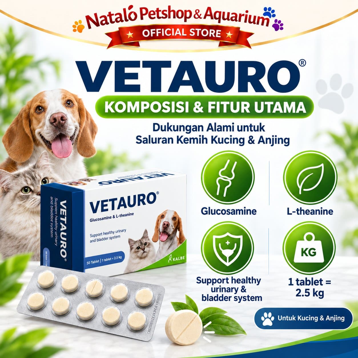 VETAURO dari Kalbe - Suplemen untuk Mengobati dan Mengurangi Infeksi Saluran Kencing Kemih Kucing dan Anjing FLUTD FUS - gambar 4