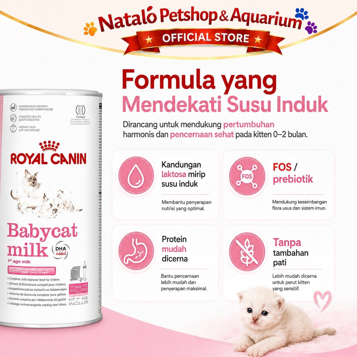 Royal Canin Babycat Milk 300GR Include Dot Susu - Susu Anak dan Ibu Kucing Menyusui - Baby Cat 300 GR - gambar 5