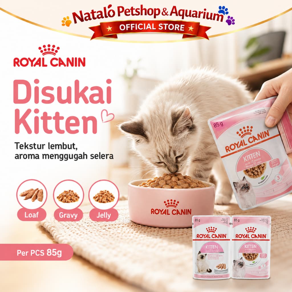 Royal Canin Kitten in Jelly / Gravy  / Loaf 85GR - Makanan Basah Kucing -Pouch/Sachet Wet Cat food - gambar 5