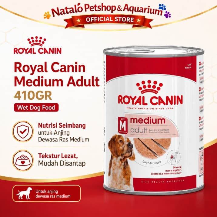 Royal Canin Medium Adult 410GR Wet Dog Food - Makanan Basah Anjing Ras Sedang 410 GR Kaleng - gambar 1