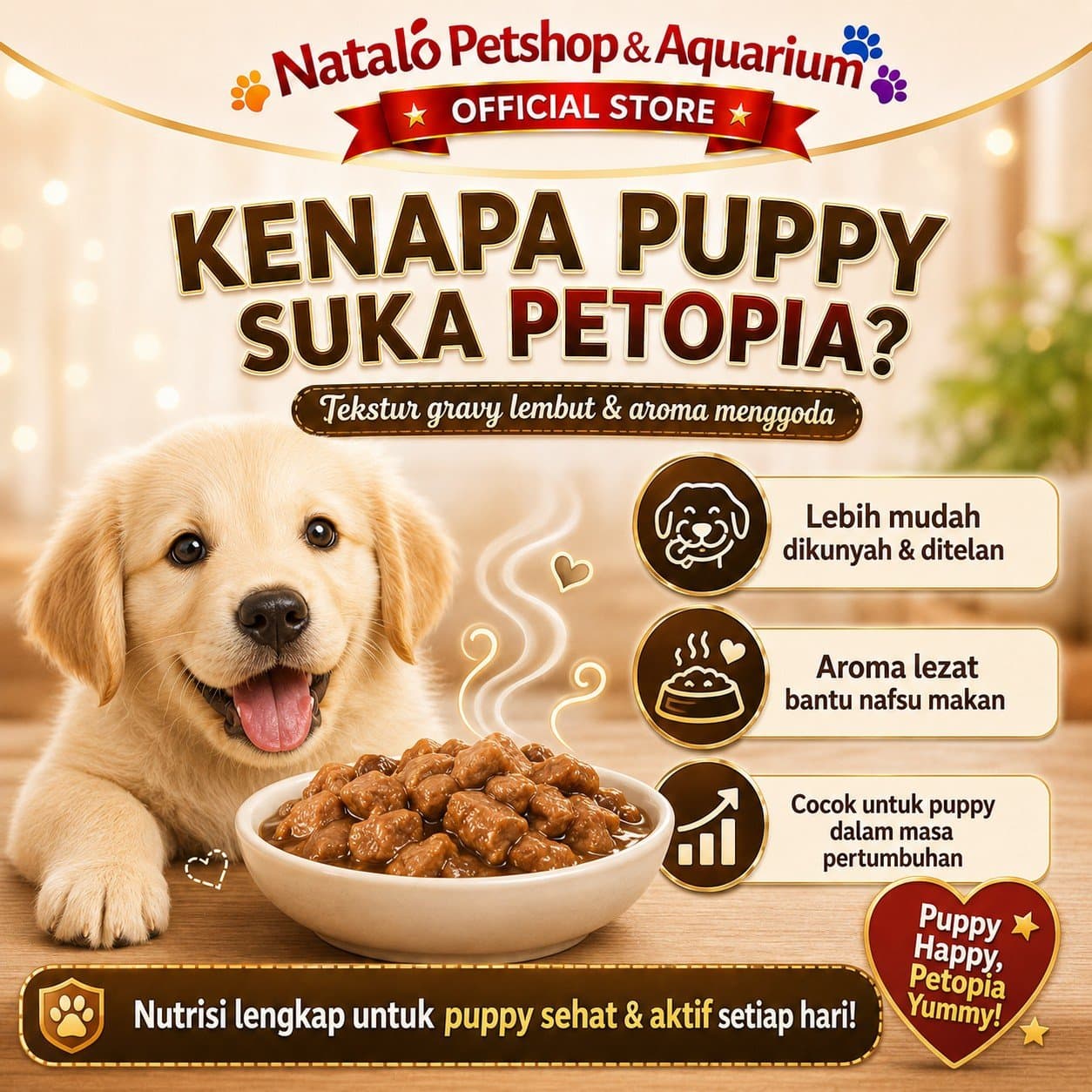 Petopia Premium Cuts in Gravy Puppy 415GR Dog Wet Food - Makanan Basah Kaleng Anjing 415 GR Premium - gambar 2