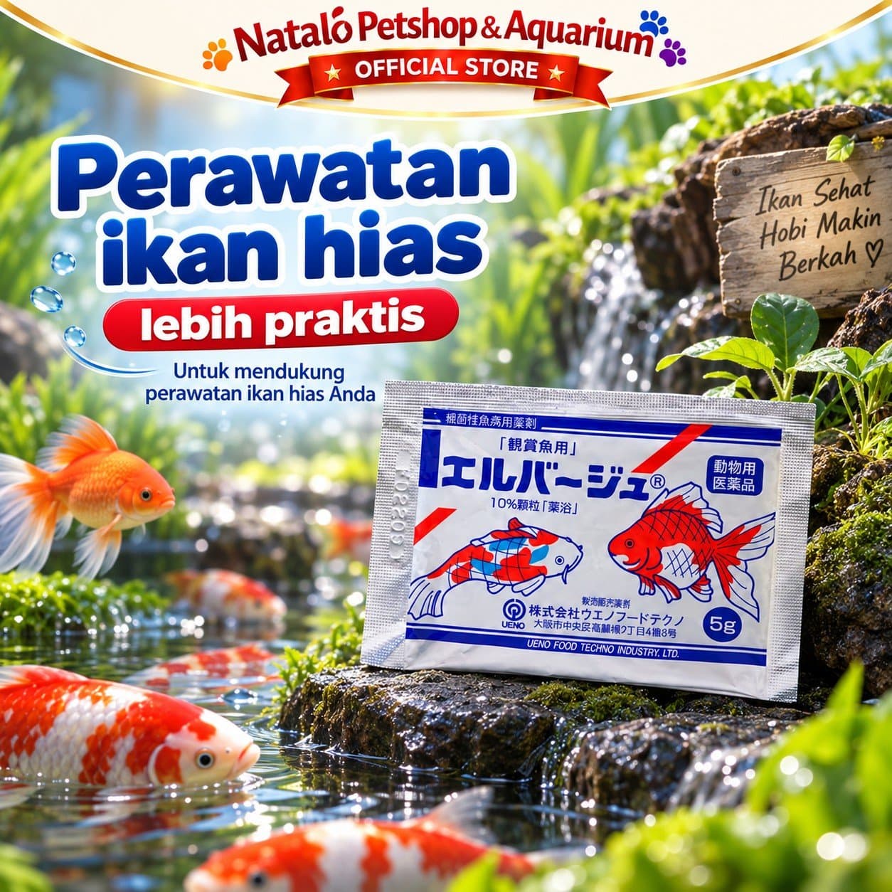 Elbayu / Elbayou 5 GR - Obat Perawatan / Karantina Ikan Hias Jepang Koi Koki Ikan Tawar 5 GRAM - gambar 5