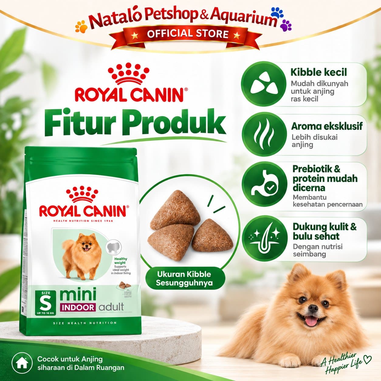 Royal Canin Mini Indoor Adult 3KG Small Breed Dry Dog Food - Makanan Anjing Dewasa Kecil Rumahan Membantu Mengurangi Bau Feses 3 KG - gambar 5