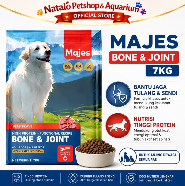 MAJES High Protein Bone & Joint Care Beef Feast Adult Dog Food 7 KG - Makanan Anjing Dewasa 7KG - gambar 1