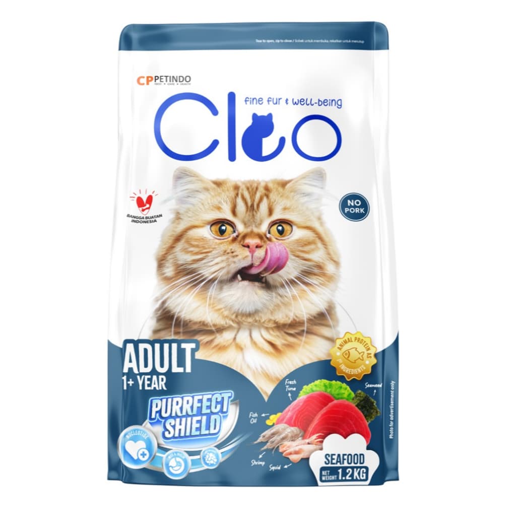 Cleo Adult Seafood 1.2KG Cat Food Makanan Kucing Dry Cat Food - gambar 1