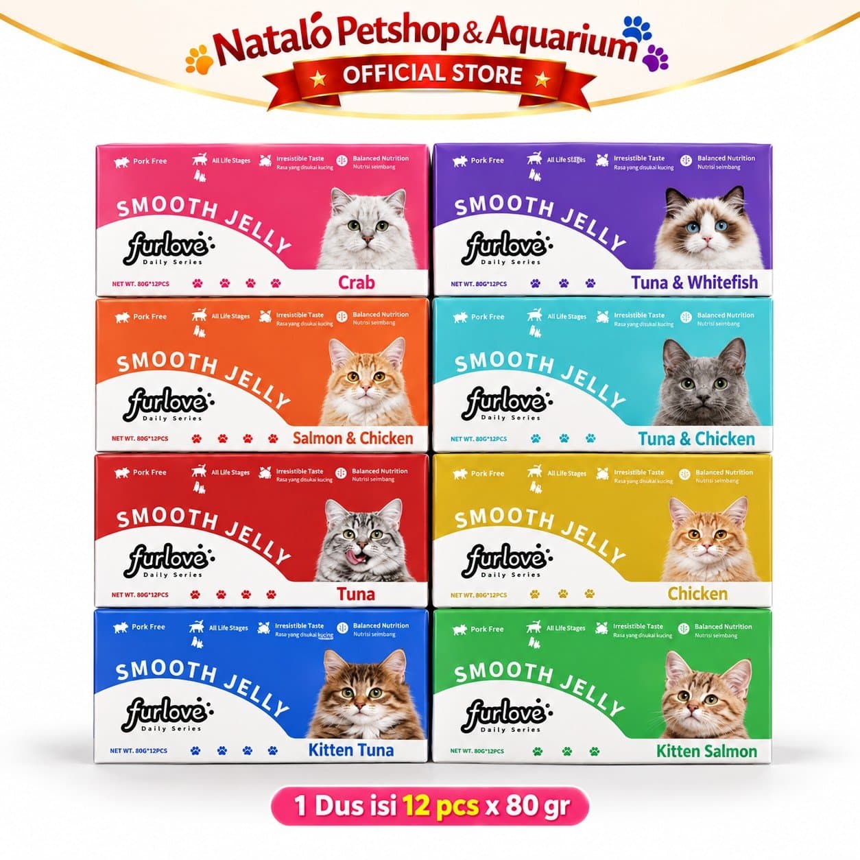 Furlove Pouch Wet Cat food 1 BOX isi (12pcs x 85gr) All Life Stages - Makanan Basah Saset Kucing Semua Tahap Usia - gambar 6