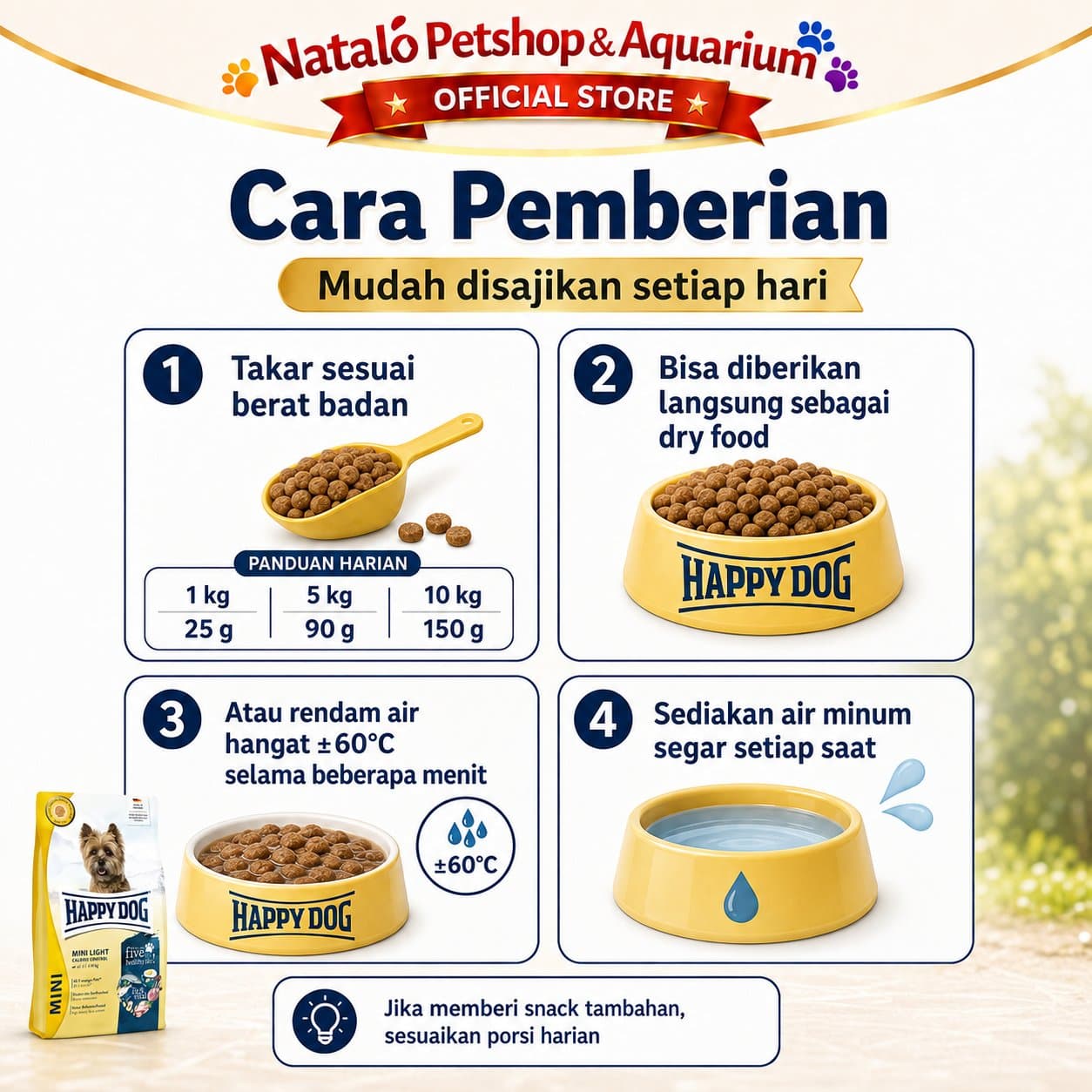 Happy Dog Fit & Vital Mini Light Calorie Control / Low Fat / Weight 800GR Small Breed Adult Dog Food - Makanan Anjing Dewasa Ras Kecil untuk Menjaga Berat Badan 800 GR - gambar 3