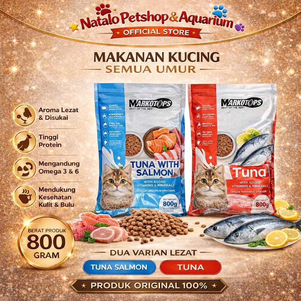 Markotops Dry Cat Food Tuna Salmon / Tuna 800GR - Makanan Kucing Semua Umur 800 GR - gambar 1