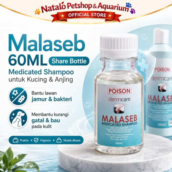 Malaseb 60ML Shampoo Anti Jamur Hewan Kucing Anjing Ampuh Premium - gambar 1