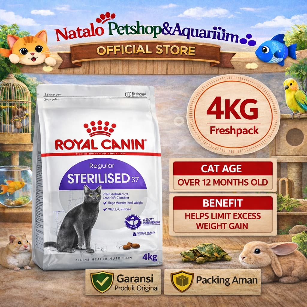 Royal Canin Sterilised 37 4KG - Makanan Kucing Dewasa Steril / Kebiri untuk Kesehatan 4 KG - gambar 1