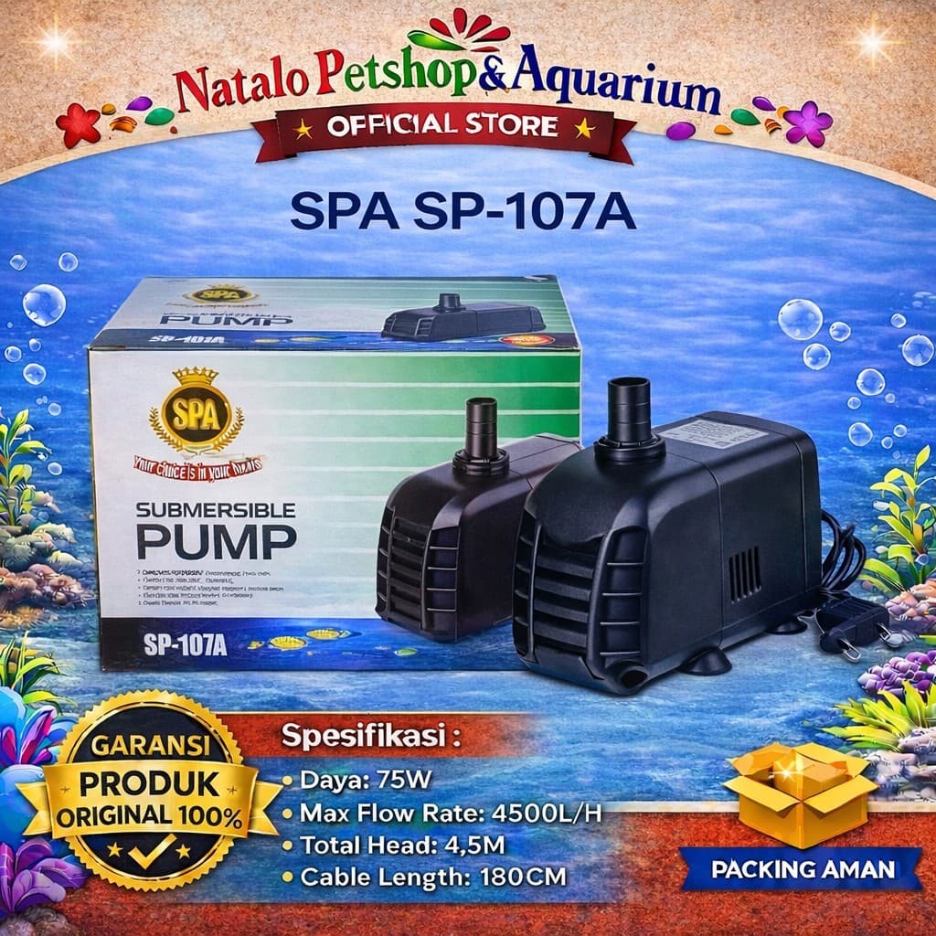 SPA SP-107A Submersible Pump - Mesin Pompa Air Celup SP 107A - Filter Aquarium Kolam Hidroponik - gambar 1