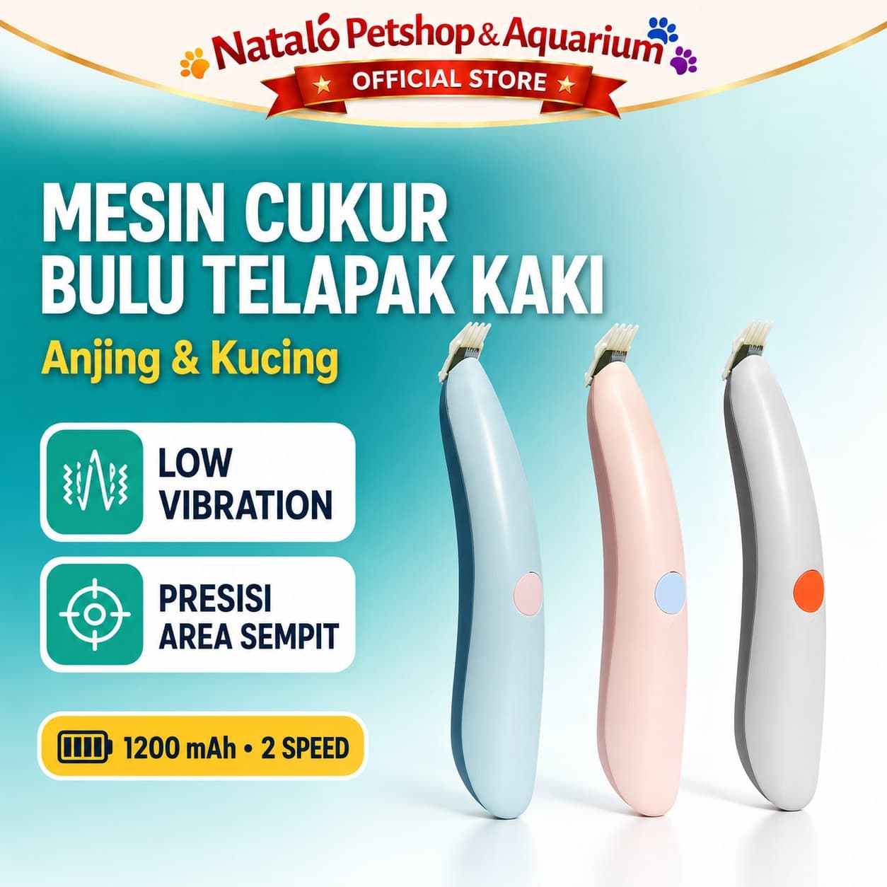 Mesin Cukur Bulu Telapak Kaki Hewan Peliharaan - Pakeway Quiet Electric Pet Hair Paw Trimmer - gambar 3