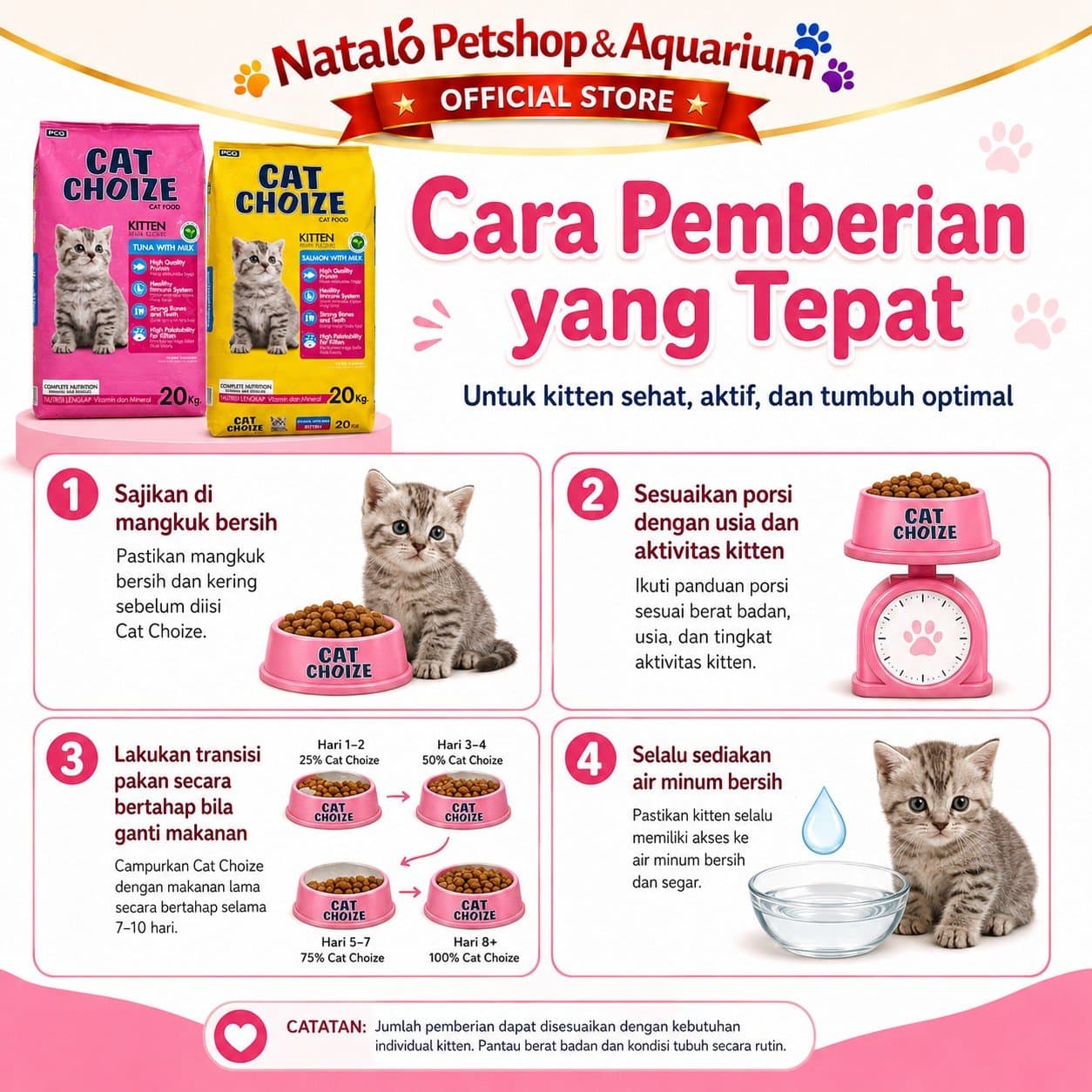 Cat Choize Kitten Cat Food Tuna / Salmon 20KG - Makanan Anak Kucing Goni Sak Ekonomis Murah Hemat 20 KG - gambar 3