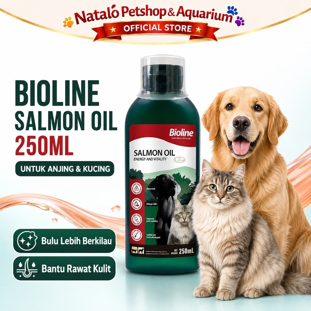 Bioline Salmon Oil 250ml for Cat & Dog - Minyak Ikan Vitamin Suplemen Hewan Peliharaan Kucing Anjing