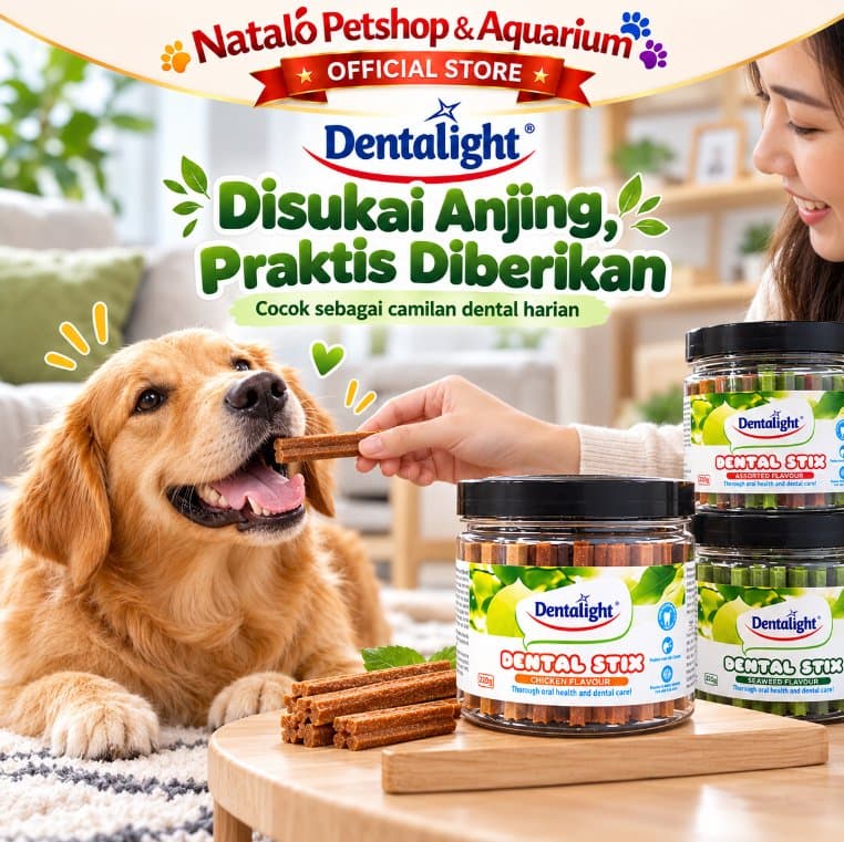 Dentalight Dental Stix 220gr Snack Anjing Dental Chew Stick Pembersih Gigi Pengurang Bau Mulut Treats Anjing - gambar 5