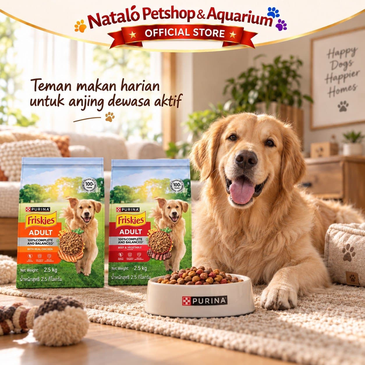 Friskies Real Chicken / Beef & Vegetable 2.5KG Adult Dry Dog Food - Makanan Kering Anjing Dewasa Rasa Sapi / Ayam 2.5 KG - gambar 5