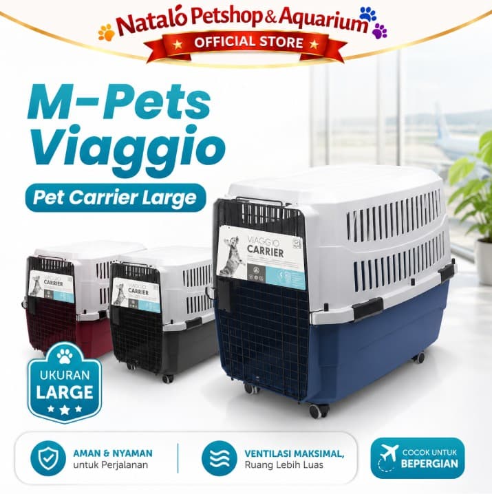 M-Pets  Viaggio Pet Carrier / Cargo size Large / Kandang Portable Kennel Box hewan ukuran besar for Cat Dog 82 x 56 x 54 cm - gambar 1