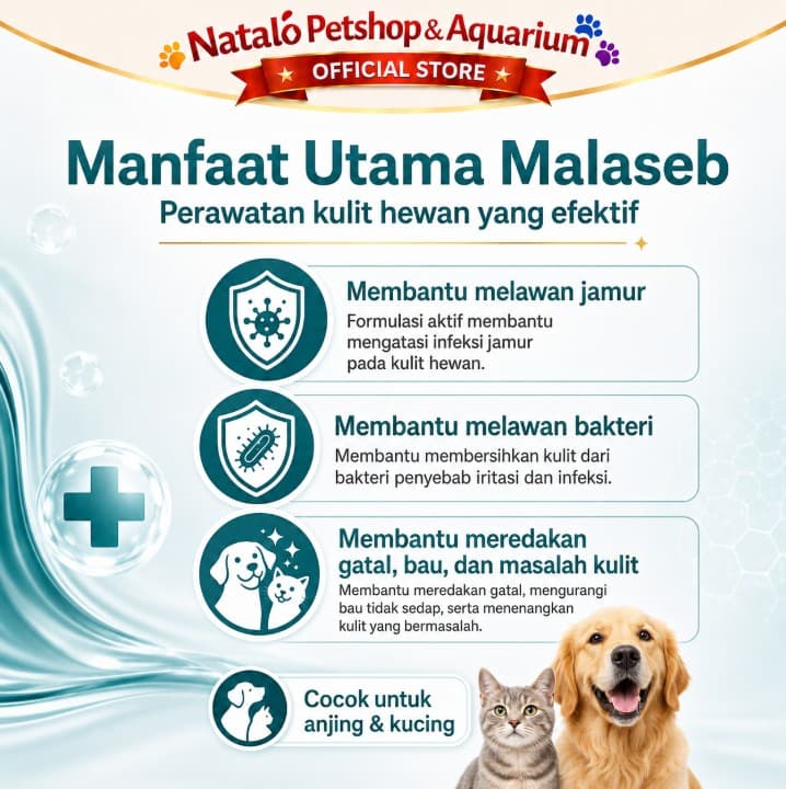 Malaseb 1LT / 1000ML / Shampoo Jamur Kucing Anjing poison mirip sebazole 1 Liter 1000 ML Sampo Scabies Ketombe Kerak Cat Dog - gambar 2