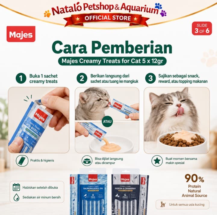 MAJES Creamy Cat Treats - Snack Makanan Basah Kucing 1pack 5x12Gr - gambar 3