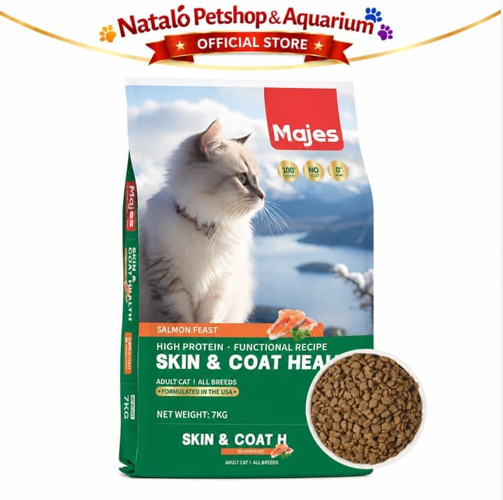 Majes High Protein Hair & Skin Care 7kg - Premium Adult Dry Cat Food Makanan Kering Kucing untuk Kesehatan bulu lebat dan kulit 7 kg Dewasa Functional Recipe - gambar 6