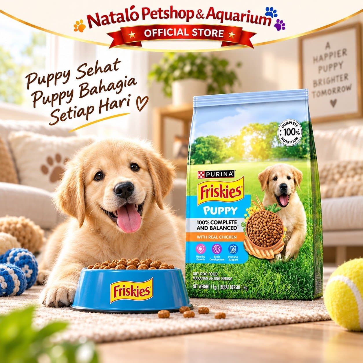 Friskies Puppy Dry Dog Food with Real Chicken 1KG - Makanan Kering Anak Anjing Purina Rasa Ayam 1 KG - gambar 5