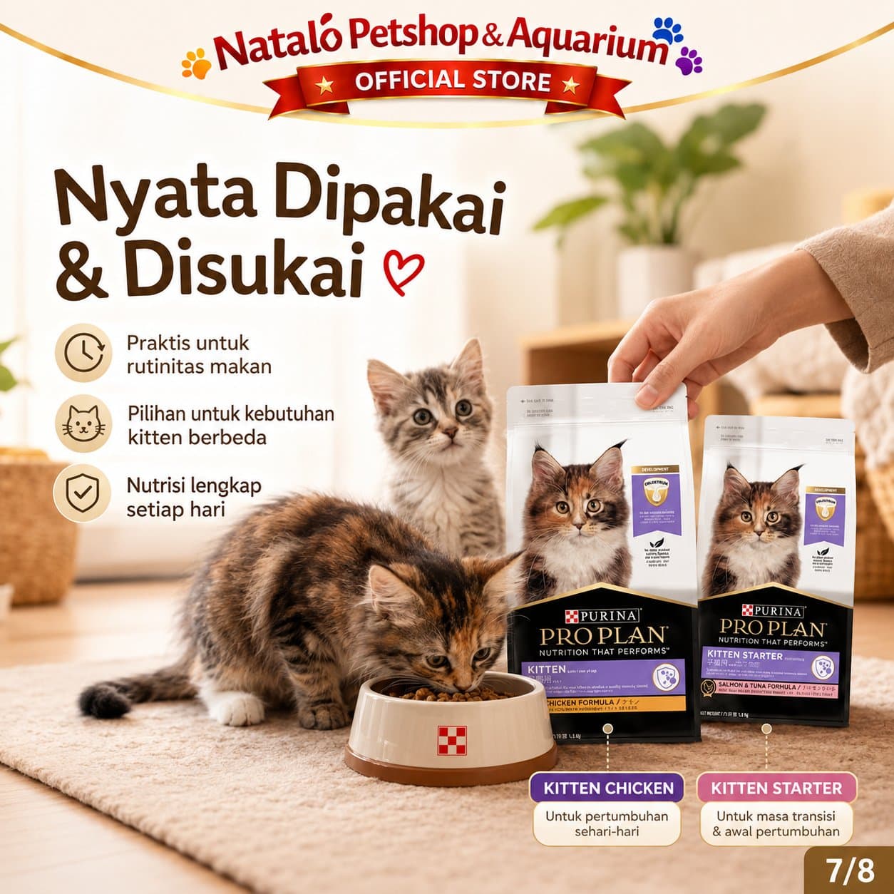PRO PLAN Kitten Starter / Kitten Chicken 1.5KG Cat Food - Makanan Bayi dan Anak Kucing Buat Gemuk PROPLAN 1.5 KG - gambar 5