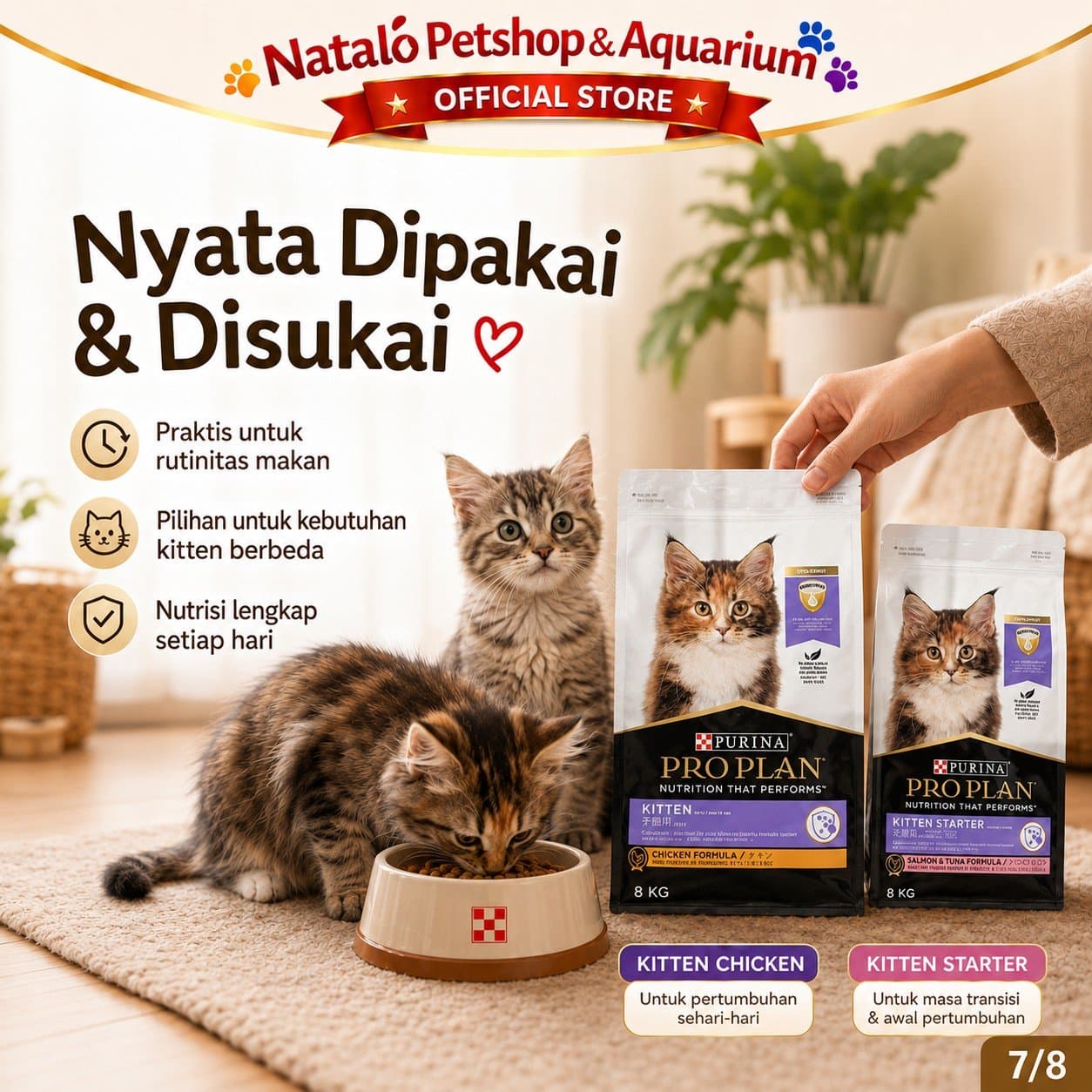PRO PLAN Kitten Starter / Kitten Chicken 8KG Cat Food - Makanan Bayi dan Anak Kucing Buat Gemuk PROPLAN 8 KG - gambar 5