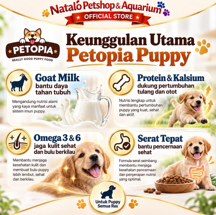Petopia Dry Puppy Beef & Lamb 20KG with Goat Milk Makanan Anjing Kering Puppy Dog Food - gambar 2