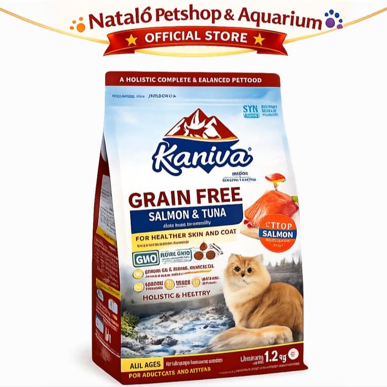 Kaniva Grain Free Salmon and Tuna 1.2KG Dry Cat Food - Holistic Healthy Skin & Coat - Premium Makanan Kucing Kering - Segala Usia Anak Dewasa Adult Kitten 1.2 KG - gambar 4