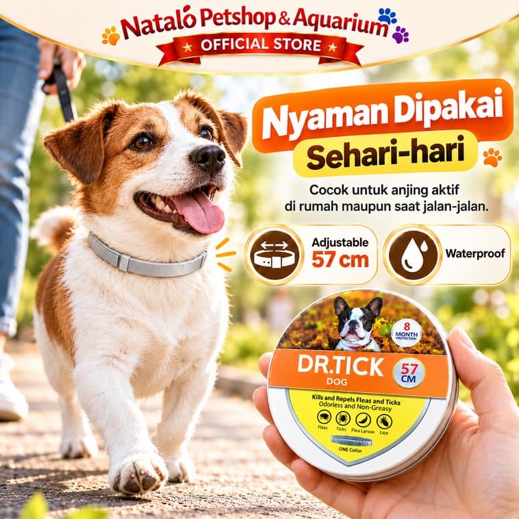 Dr Tick for Dog 57cm Kalung Anti Kutu Anjing Flea Tick Collar Waterproof Perlindungan Hingga 8 Bulan - gambar 5