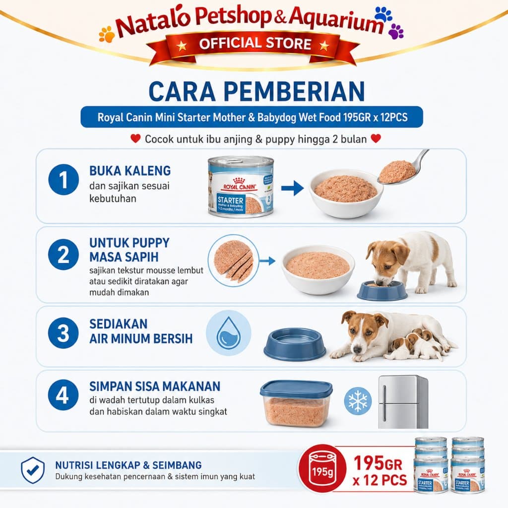 Royal Canin Starter Mother & Babydog Mousse Wet Food 195GR Baby Dog - Makanan Basah Ibu dan Anak Anjing / Menyusui 195 GR - gambar 3