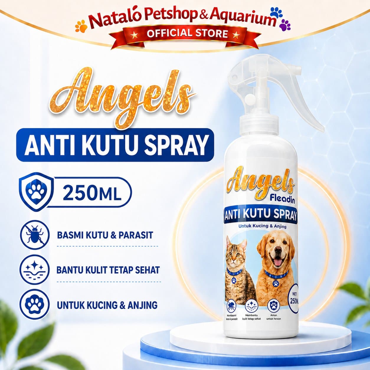 Angels FLEADIN SPRAY 250ML Obat Kutu Semprot Hewan Kucing Anjing Hewan Peliharaan for Pet Cat Dog Flea Tick - gambar 1
