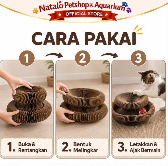 Mainan Cakaran Kucing KQ 439 Brown Cat Scratch Box Papan Garuk Cakar Kitten Adult Anak Kucing Dewasa Main Interactive Toy Free Bola Lonceng - gambar 7