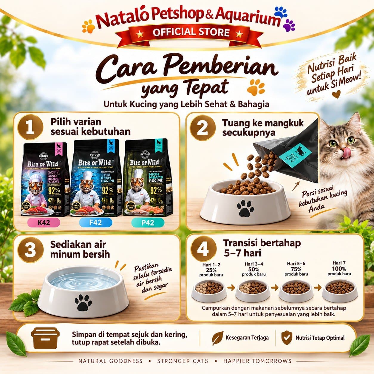Bite of Wild Grain Free K42 Soft Kitten Kibbles High Digest / F42 6 Fishes Recipe / P42 High Meat Recipe All Life Stages Dry Cat Food 1KG - Makanan Kucing Semua Tahap Usia / Umur 1 KG Tinggi Protein - gambar 3