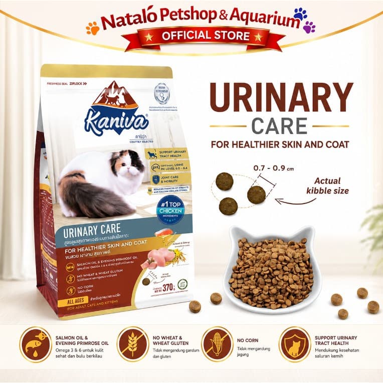 Kaniva Urinary Care Cat 370GR Dry Food - Masalah Kantung Kemih Susah Pipis - Holistic Healthy Skin and Coat - Premium Makanan Kucing Kering untuk Segala Usia All Life Stages Adult Kitten Dewasa Anak K - gambar 3