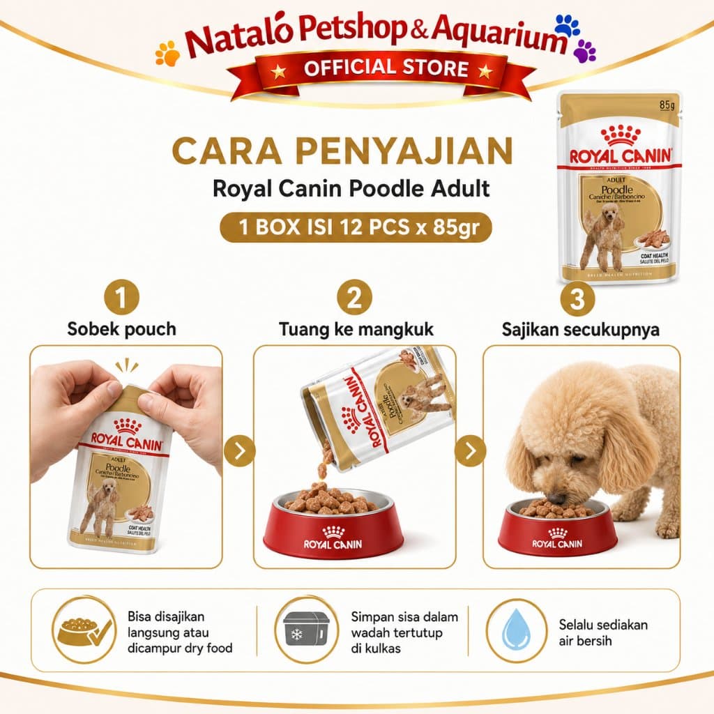 Royal Canin Adult Poodle Pouch Wet Food 1 BOX isi (12pcs X 85gr) - Makanan Basah Saset Ras Pudel - gambar 3