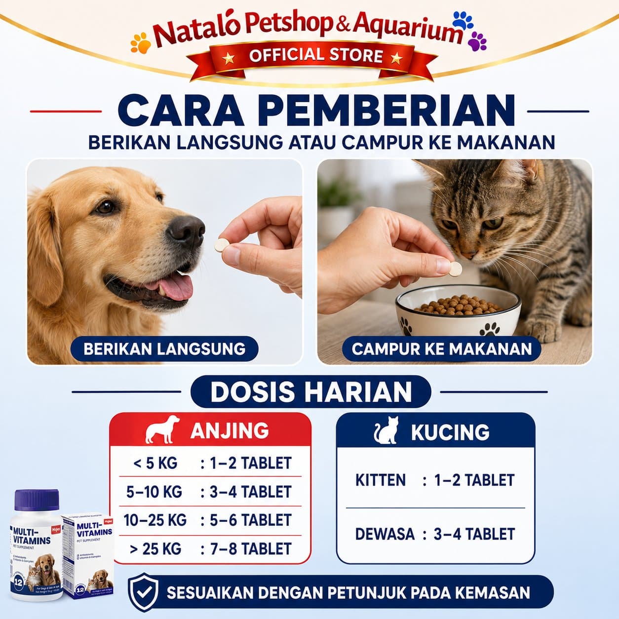 MAJES Multi-Vitamins isi 100 Tablets / Multivitamin Pet Supplements - Vitamin Kucing dan Anjing - gambar 4