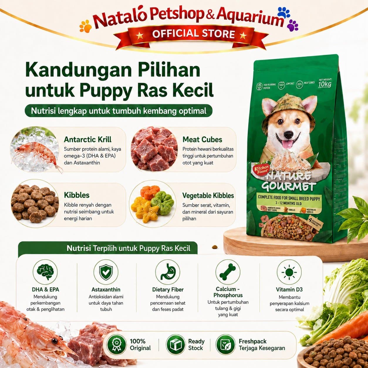 Kitchen Flavor Nature Gourmet Complete Dog Food for Small Breed Puppy 10KG - Makanan Anak Anjing Ras Mini Kecil 10 KG - gambar 4