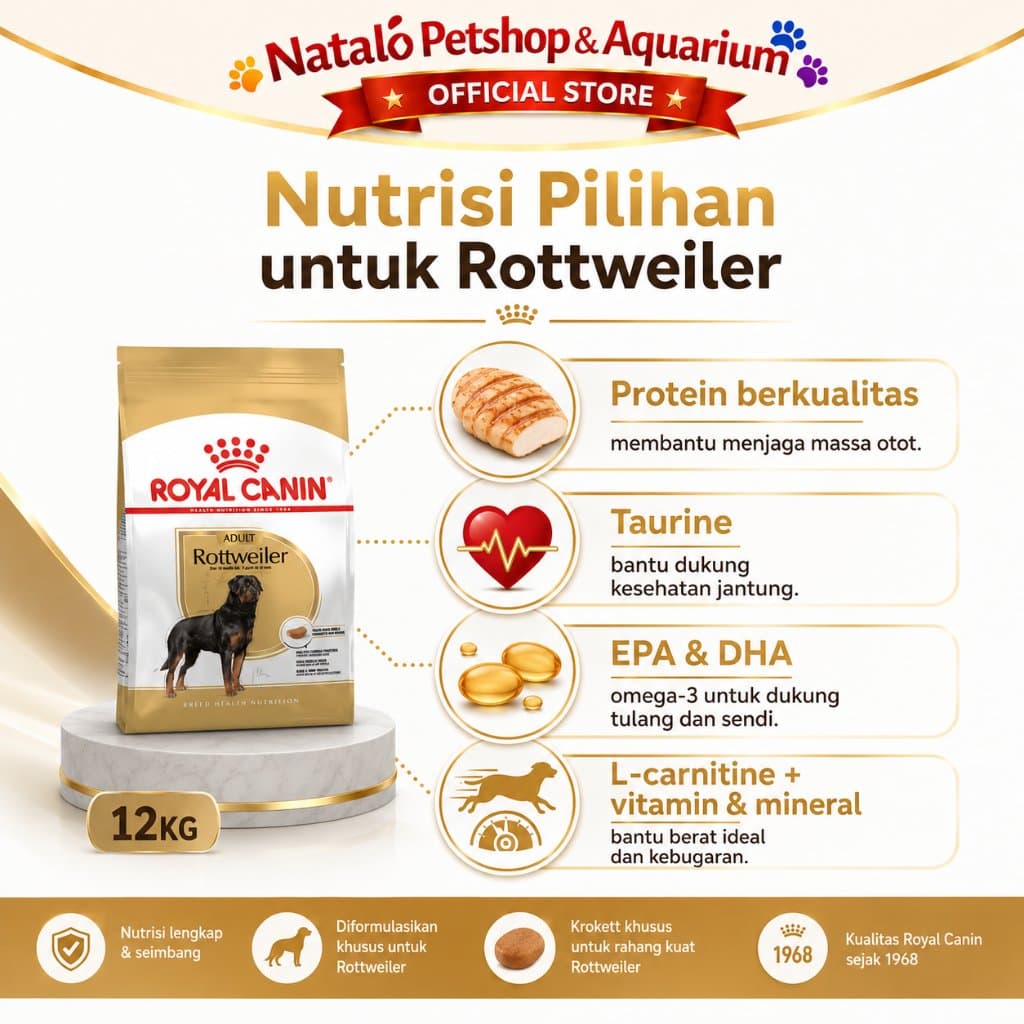 Royal Canin Rottweiler Adult 12KG - Makanan Anjing Dewasa Besar Ras Dry Large Dog Food - gambar 4