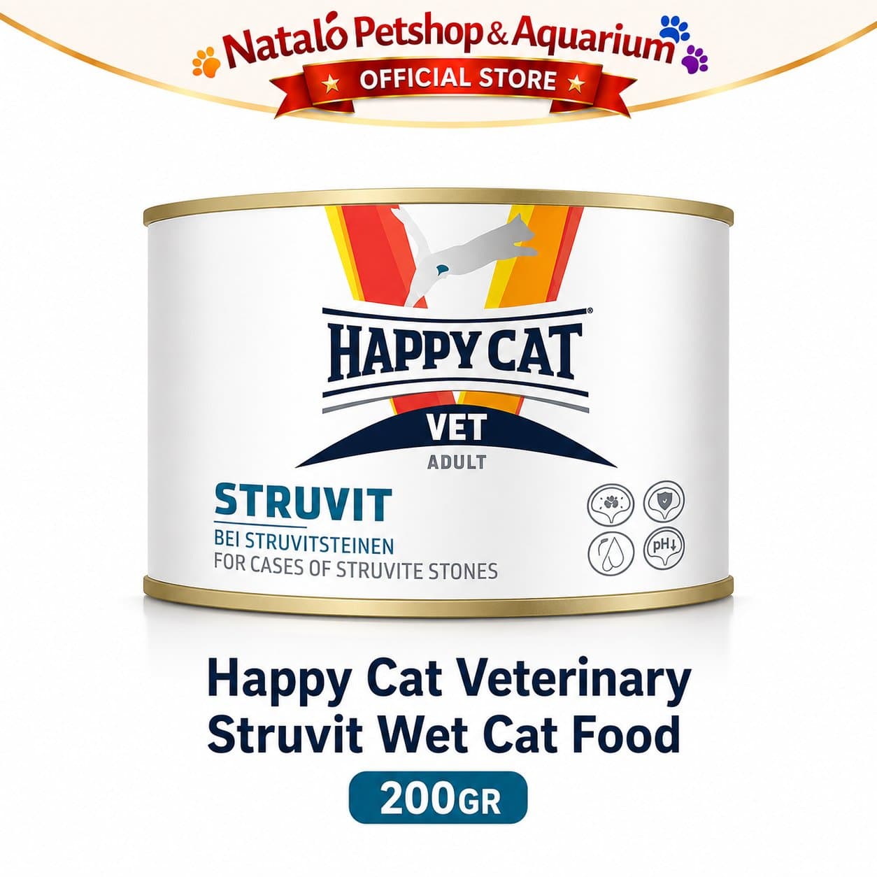 Happy Cat Vet Kaleng Urinary S/O Struvit 200 GR - Makanan Basah Kucing untuk Pengobatan Saluran Kencing Kemih 200GR - gambar 6