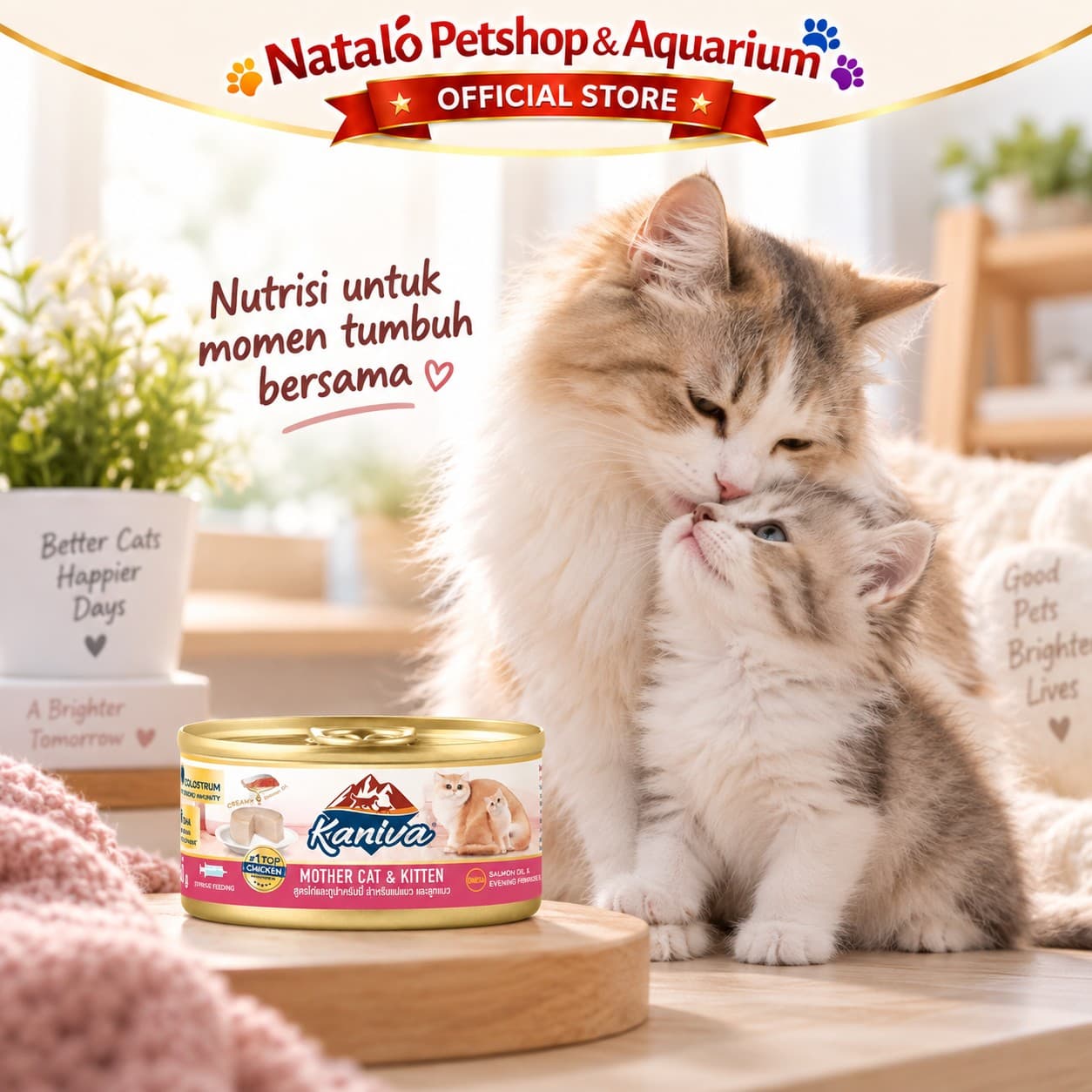 Kaniva Mother Cat & Kitten Wet Food 80GR - Soft Formula Mousse Makanan Basah Kaleng untuk Ibu dan Anak Kucing Halus rasa Chicken Ayam 80 GR - gambar 6