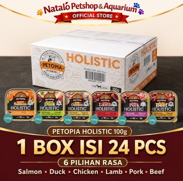 Petopia Holistic Tray 100Gr per DUS isi 24 PCS - Makanan Basah Anjing - Wet Dog Food Premium
