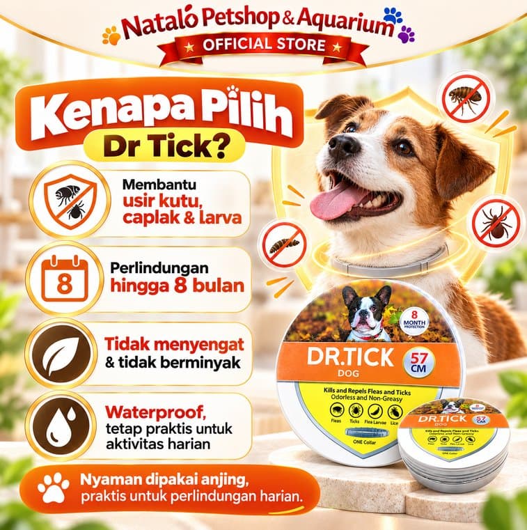 Dr Tick for Dog 57cm Kalung Anti Kutu Anjing Flea Tick Collar Waterproof Perlindungan Hingga 8 Bulan - gambar 2