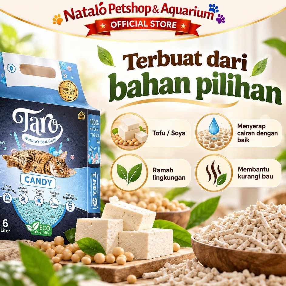TARO SOYA per DUS isi 6 PCS Cat Litter 6LT Tofu Clump 6 LT - Pasir Kucing terbuat dari Tahu Anti Debu - Gumpal Maximal Lembut Nyaman 6L 6 Liter Wangi - gambar 4