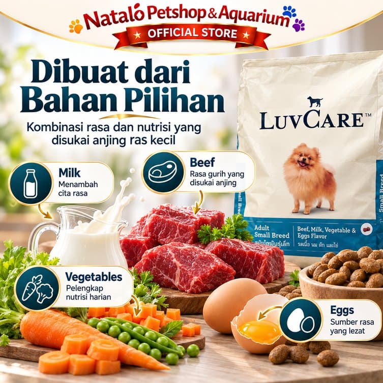 Luv Care Small Breed Adult Beef 9KG Dog Food Makanan Anjing Dewasa Ras Kecil Dry Food - gambar 4