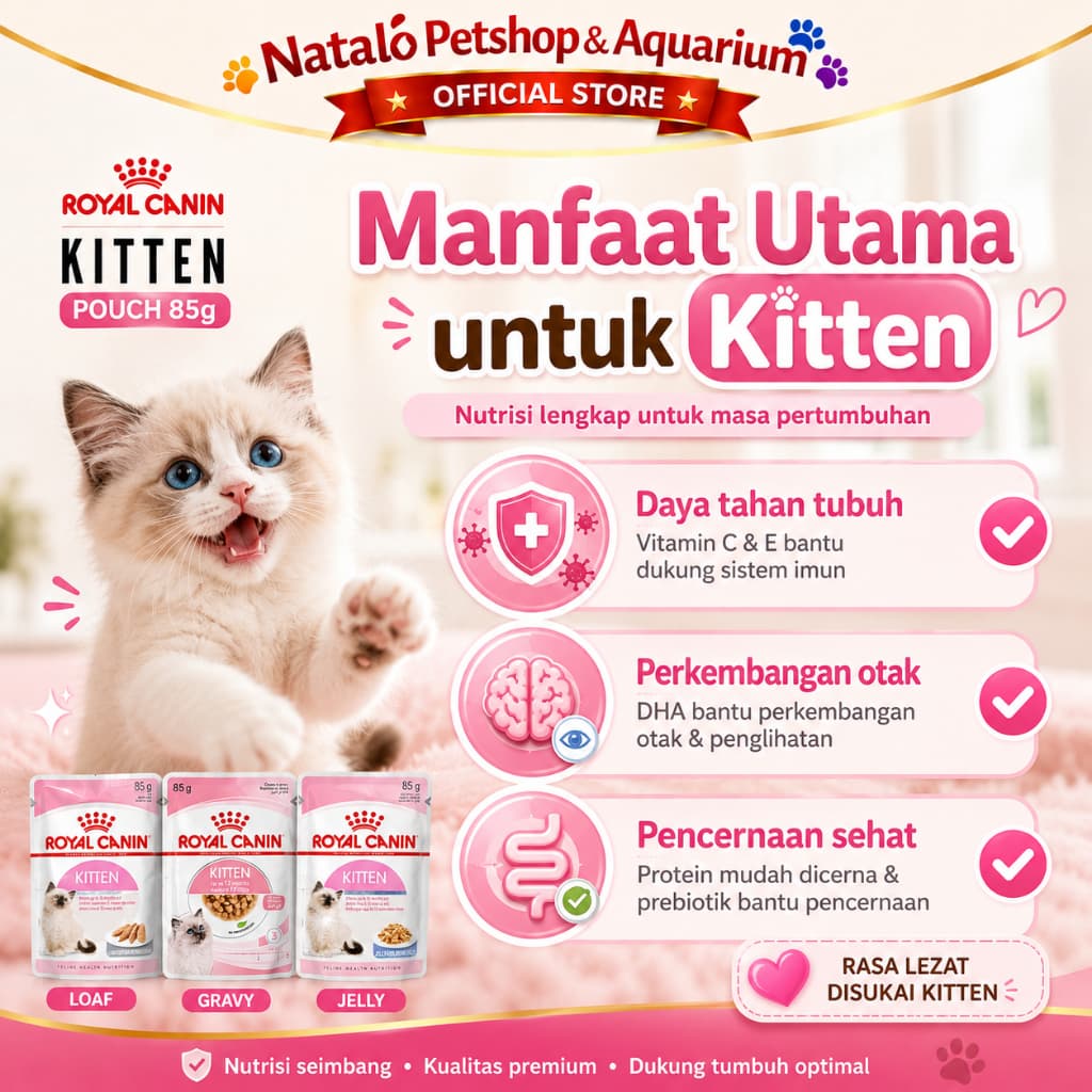 Royal Canin Kitten in Jelly / Gravy  / Loaf 85GR - Makanan Basah Kucing -Pouch/Sachet Wet Cat food - gambar 2
