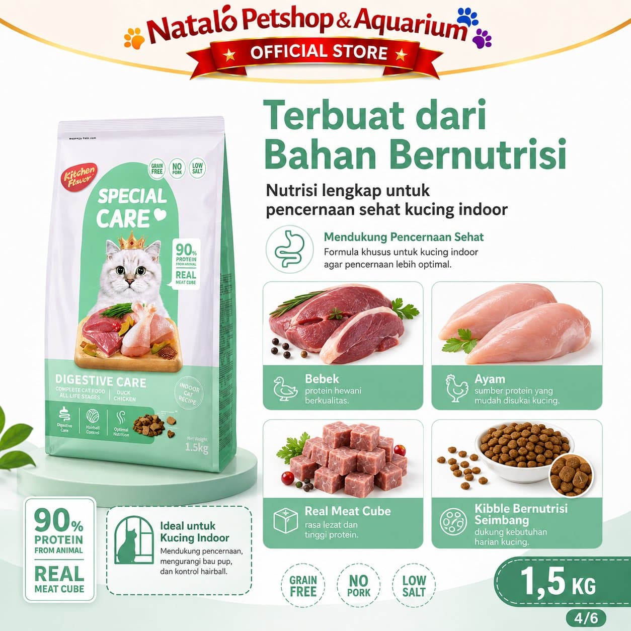 Kitchen Flavor Special Care Digestive Care 1.5KG All Life Stages - Makanan Kucing Semua Umur untuk Pencernaan 1.5 KG - gambar 4