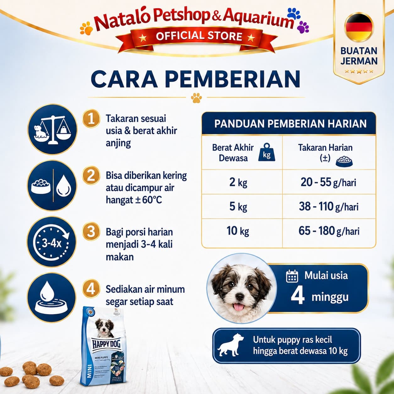Happy Dog Mini Puppy Fit & Vital 4KG Small Breed Dog Food - Makanan Anak Anjing Ras Kecil Mini Super Premium 4 KG - gambar 3